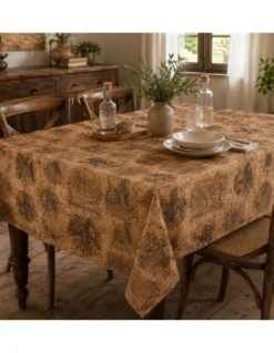 Tovaglia Mondo Marrone in Cotone, Fantasia Mappe Antiche Vintage, Made in Italy