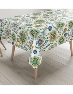 Tovaglia Plastificata PVC LIMA Capri Verde, Impermeabile Lavabile, Retro Felpato Antiscivolo, Made in Italy
