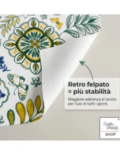 Tovaglia Plastificata PVC LIMA Capri Verde, Impermeabile Lavabile, Retro Felpato Antiscivolo, Made in Italy