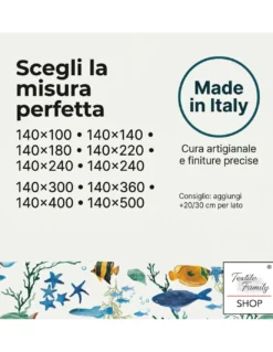 Tovaglia Plastificata PVC LIMA Pesci Colorati, Impermeabile Lavabile, Retro Felpato Antiscivolo, Made in Italy