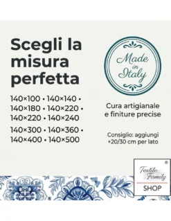 Tovaglia Plastificata PVC LIMA “Capri Blu” Impermeabile Lavabile, Retro Felpato Antiscivolo, Made in Italy