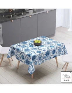 Tovaglia Plastificata PVC LIMA “Capri Blu” Impermeabile Lavabile, Retro Felpato Antiscivolo, Made in Italy