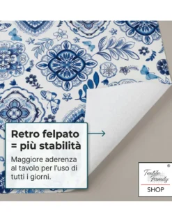 Tovaglia Plastificata PVC LIMA “Capri Blu” Impermeabile Lavabile, Retro Felpato Antiscivolo, Made in Italy