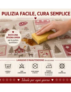 Tovaglia Resinata Antimacchia “Valbadia” Rosso/Beige Shabby Chic, Impermeabile, 80% Cotone, Made in Italy