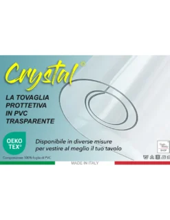 Tovaglia Trasparente Antimacchia in PVC Crystal, Copritavolo Cristallo Spessore 0,20 mm, Tagliata su Misura, Made in Italy