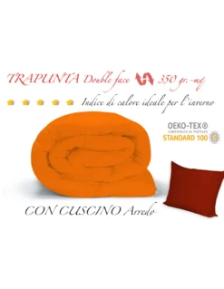 TRAPUNTA BX piumone TINTA UNITA BORDEAUX - ARANCIO double face INVERNALE 350 GR. CON FEDERA ARREDO