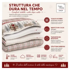Trapunta Fiocco Bosco d’Inverno Rosso, Piumone Invernale 300 g/m² in Microfibra Manopesca, Made in Italy