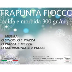 Trapunta Fiocco Bosco d’Inverno Rosso, Piumone Invernale 300 g/m² in Microfibra Manopesca, Made in Italy