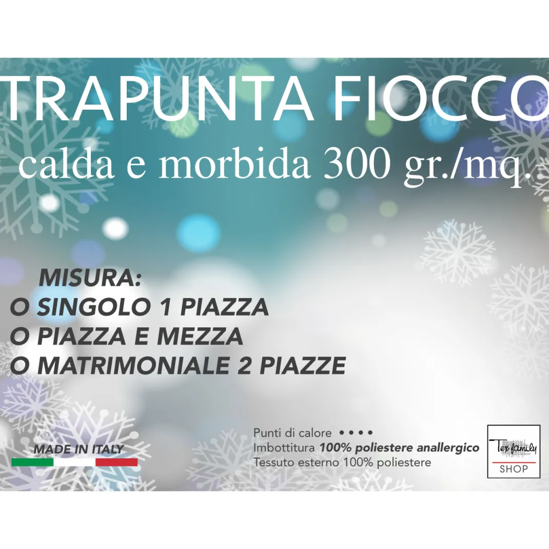 Trapunta Fiocco Bosco d’Inverno Rosso, Piumone Invernale 300 g/m² in Microfibra Manopesca, Made in Italy
