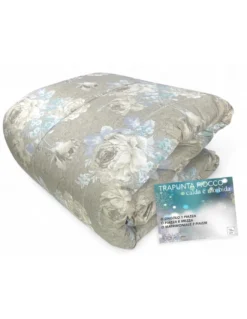 Trapunta Fiocco Sanderson Fiore tiffany - Copriletto Invernale 300gr/mq Microfibra - Made in Italy