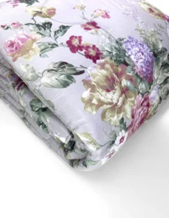 Trapunta Fiocco Sanderson Fiore Fondo Grigio Invernale, Piumone Caldo 300 gr/mq, Motivo Floreale Elegante, Made in Italy