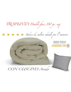 TRAPUNTA GR piumone TINTA UNITA GRIGIO double face INVERNALE 350 GR. CON FEDERA ARREDO
