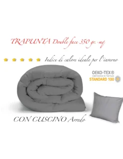 TRAPUNTA GR piumone TINTA UNITA GRIGIO double face INVERNALE 350 GR. CON FEDERA ARREDO