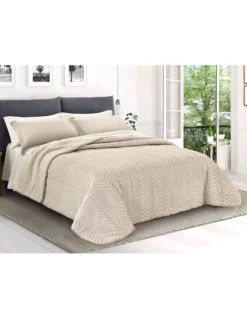 TRAPUNTA in Soffice Eco-pelliccia SPIGA Beige 2 Piazze Matrimoniale