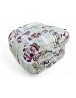 Trapunta Invernale Gnomi Natalizi - Piumone Mano Piuma 300 gr/mq - Morbida e Calda, Made in Italy