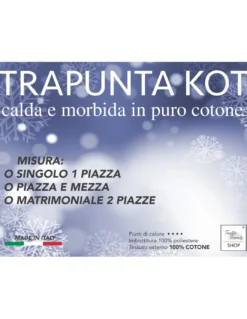 Trapunta Kot Bollicine Ottanio - Copriletto Invernale in Puro Cotone - Made in Italy, Imbottitura Anallergica