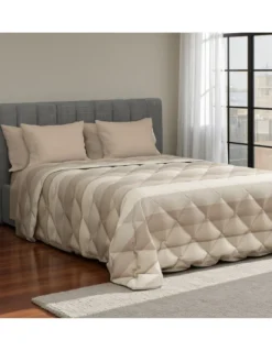 Trapunta Kot Riga Beige - Copriletto Invernale in Puro Cotone - Made in Italy, Imbottitura Anallergica