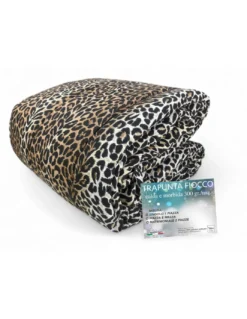 Trapunta Leopardata Invernale 300 gr/mq, Fantasia Animalier, Morbida e Calda, Anallergica e Made in Italy