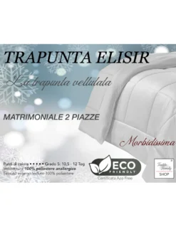 TRAPUNTA Piumone in Soffice Velluto NERO Effetto Piuma 2 Piazze Matrimoniale ELISIR