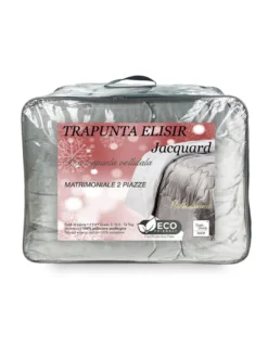 TRAPUNTA Piumone in Soffice Velluto GRIGIO Effetto Piuma 2 Piazze Matrimoniale ELISIR Jacquard