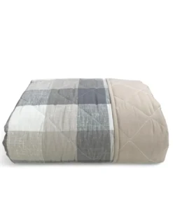 Trapuntino Fiocco – Copriletto Trapuntato Scozzese Beige – Mezza Stagione, Microfibra Morbida – Made in Italy