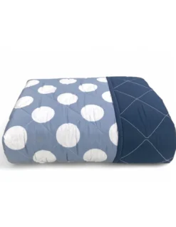 Trapuntino Fiocco – Copriletto Trapuntato Pois Blu – Mezza Stagione, Morbida Microfibra – Made in Italy