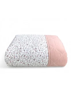 Trapuntino Fiocco Fiorellino Rosa - Copriletto Trapuntato Mezza Stagione - 100% Microfibra Morbida - Made in Italy