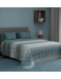 Trapuntino Leggero Kot Bollicine Ottanio - Quilt Primaverile Estivo - Cotone 100% - Anallergico - Made in Italy