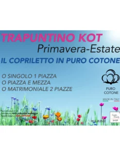Trapuntino leggero Kot Coco Verde - Quilt Primaverile Estivo - Cotone 100% - Anallergico - Made in Italy