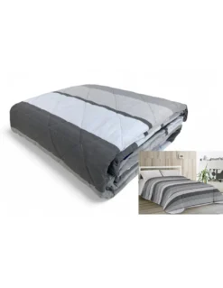 Trapuntino Leggero Kot Riga Grigio - Quilt Primaverile Estivo - Cotone 100% - Anallergico - Made in Italy